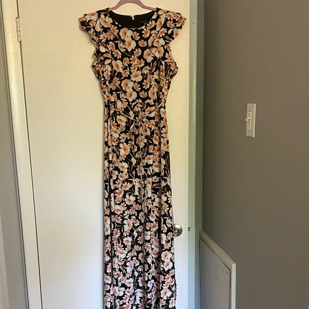 Tommy Hilfiger Black and Cream Floral Maxi Dress